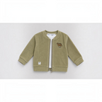 victor and jane boys olive green corduroy zip jacket with a cute dinosaur embroidery and white inner top