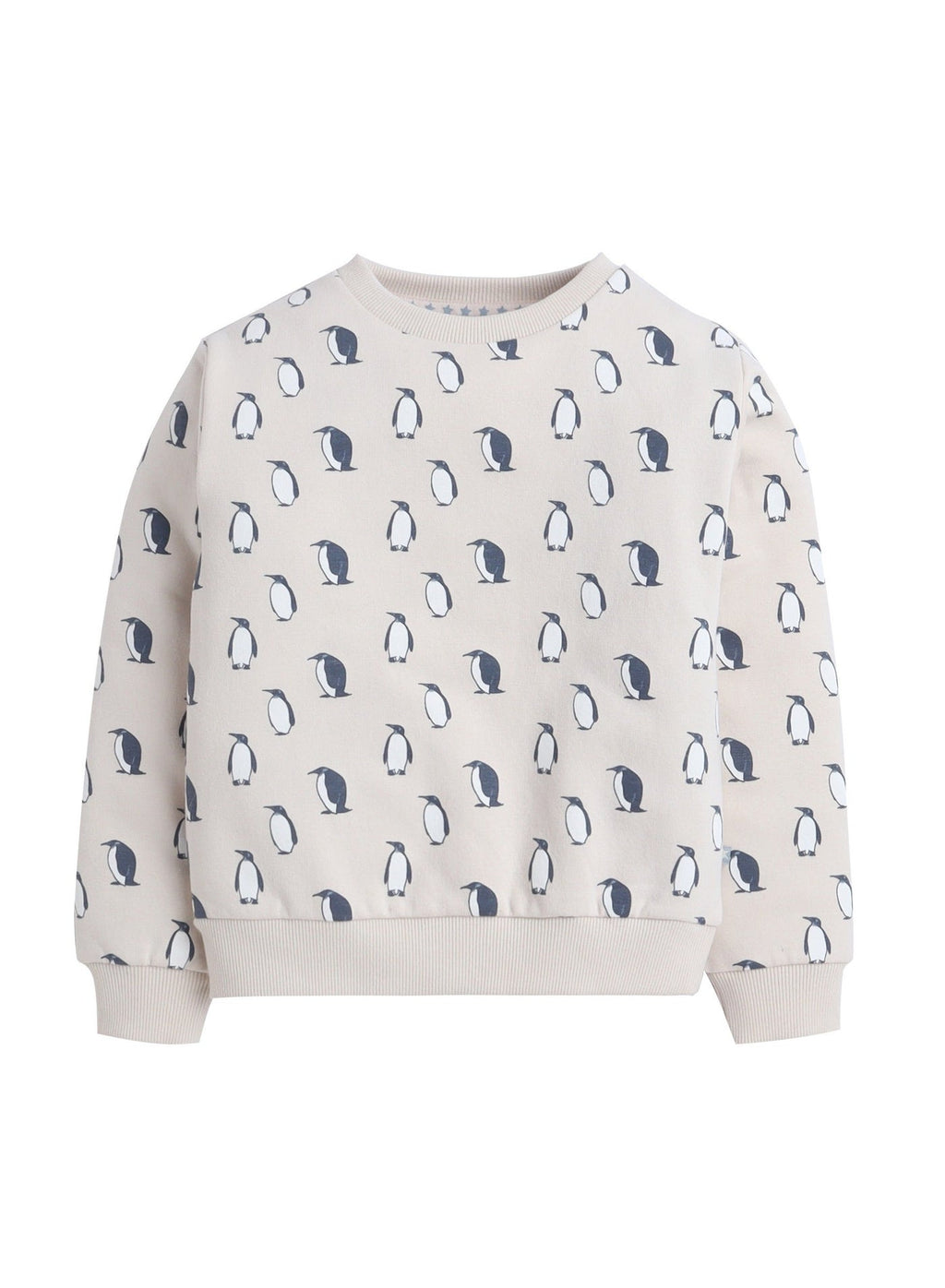 Dirkje Cotton Penguins Printed Full Sleeves Sweatshirt & Joggers Set - Off White/Navy Blue