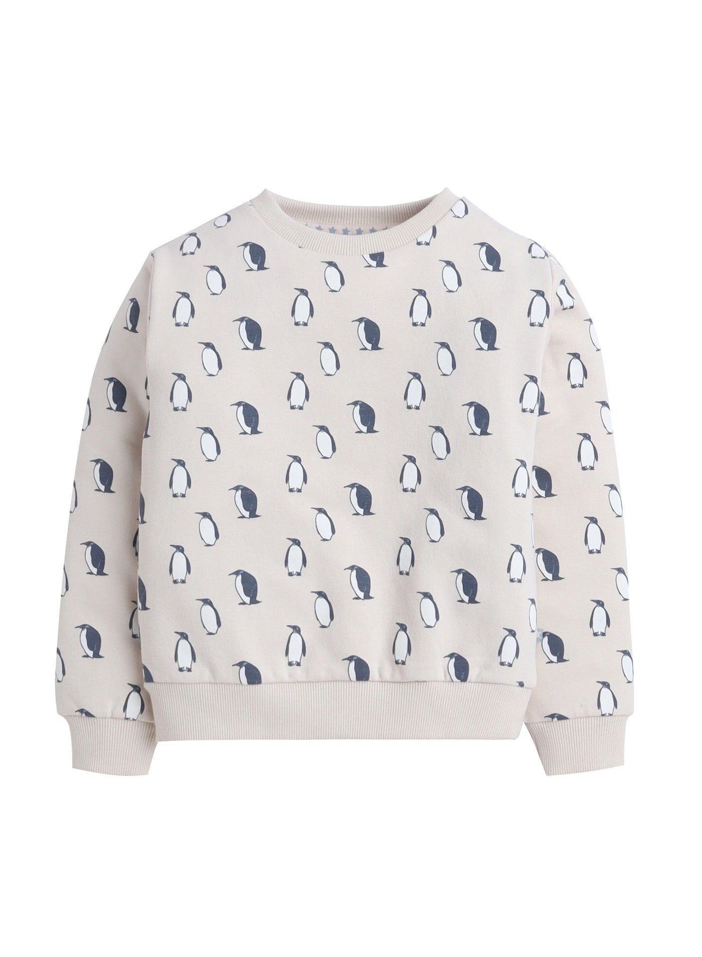 Dirkje Cotton Penguins Printed Full Sleeves Sweatshirt & Joggers Set - Off White/Navy Blue