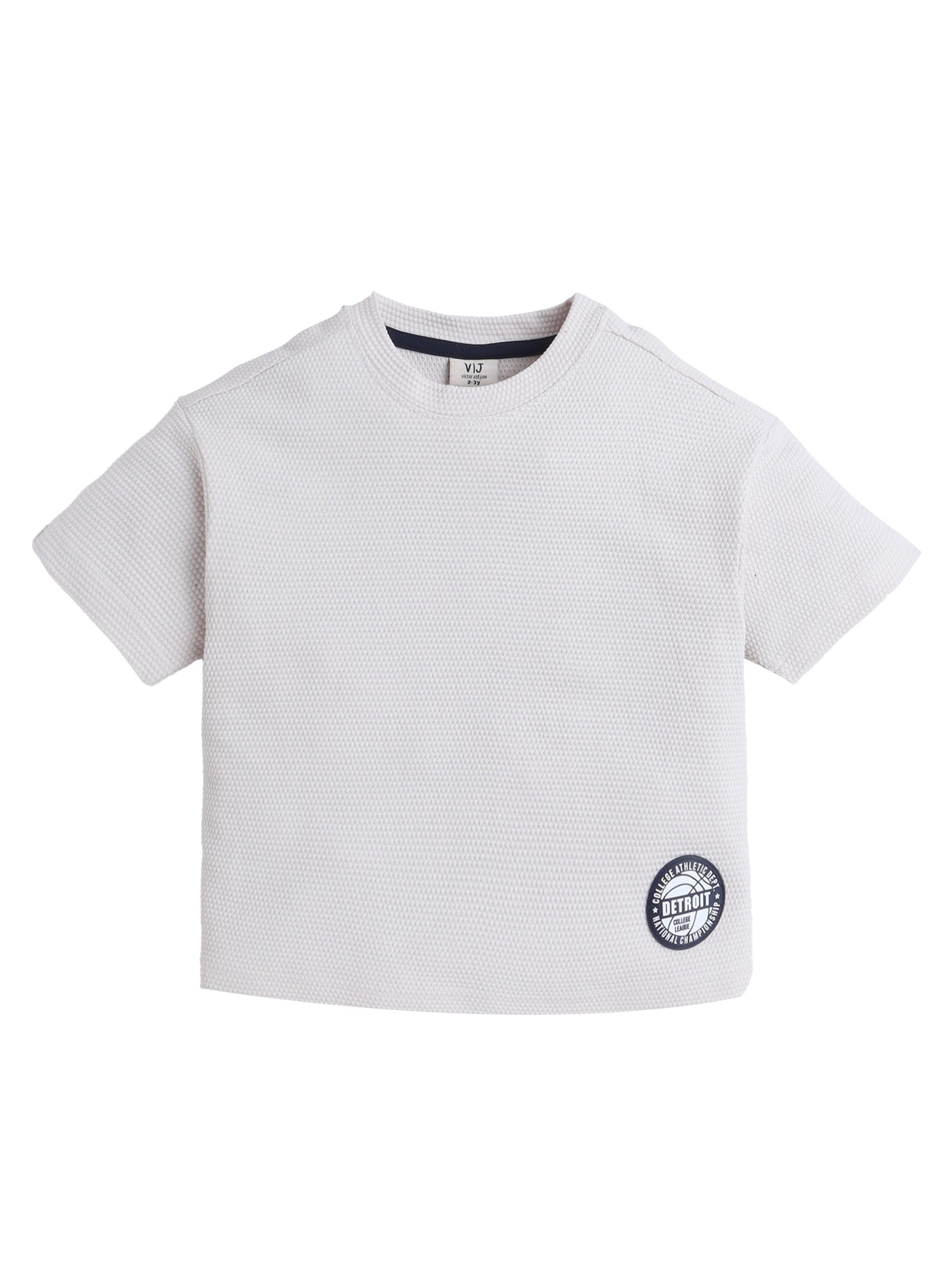 Victor & Jane Junior Boys Off-White Patch Detail Cotton T-Shirt