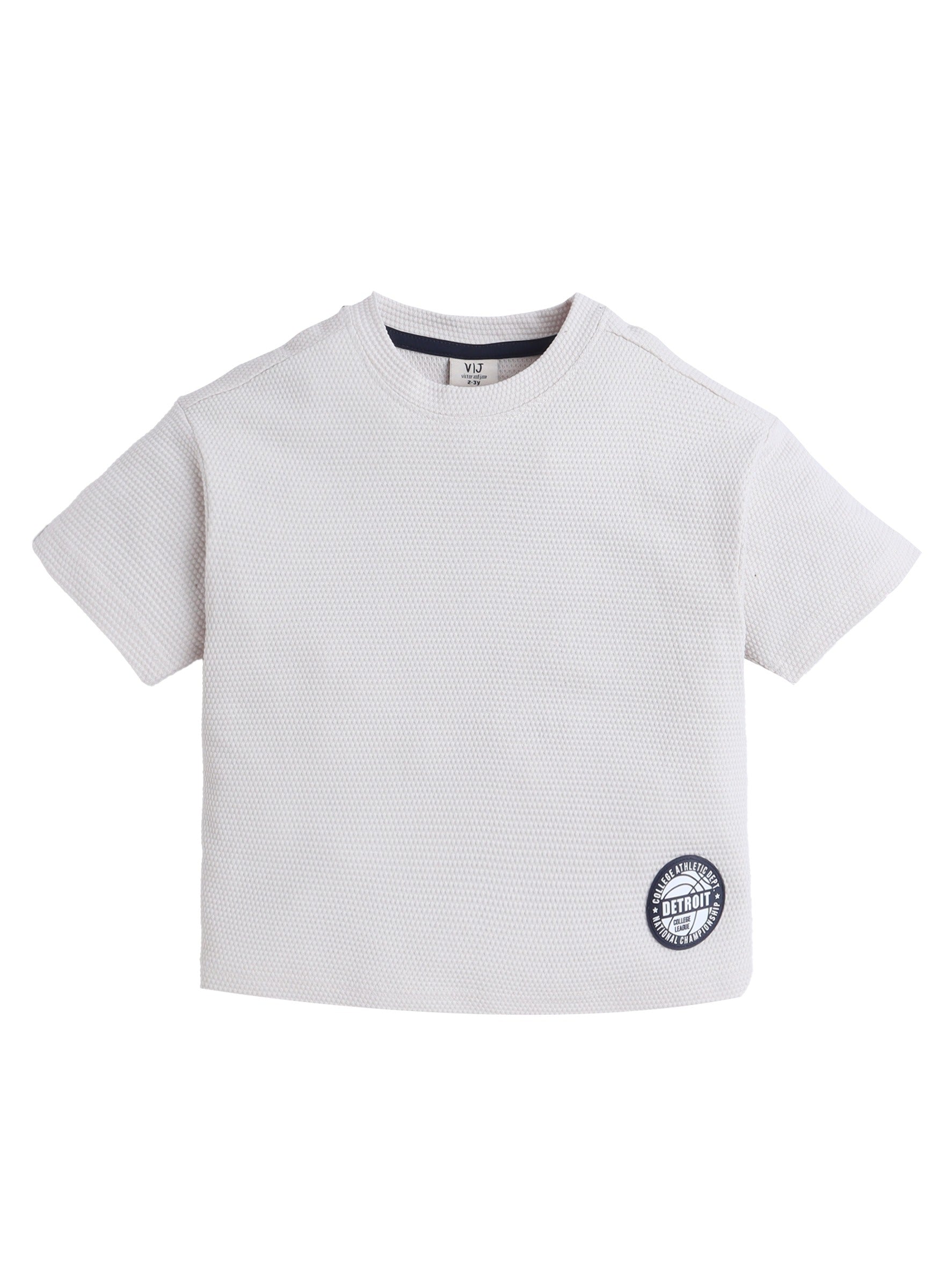 Junior Boys Textured Cotton T-Shirt