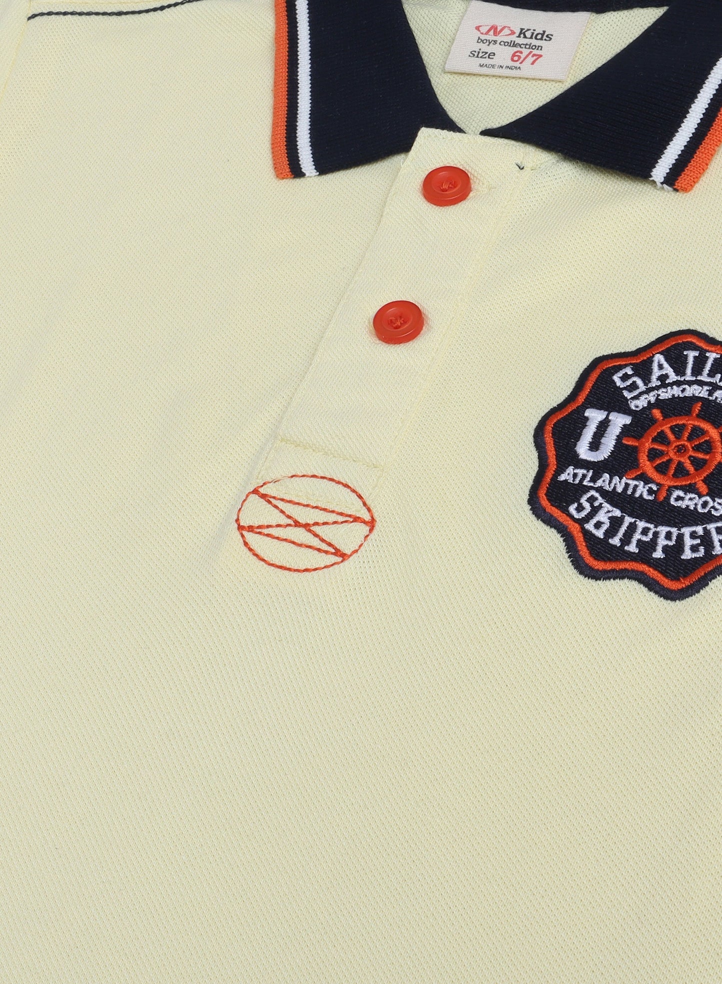 Victor & Jane Junior Boys' Polo T-Shirt – Yellow colour with Embroidered label detail