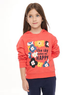 Girls- Floral Embroidered Hoodie With Matching Joggers