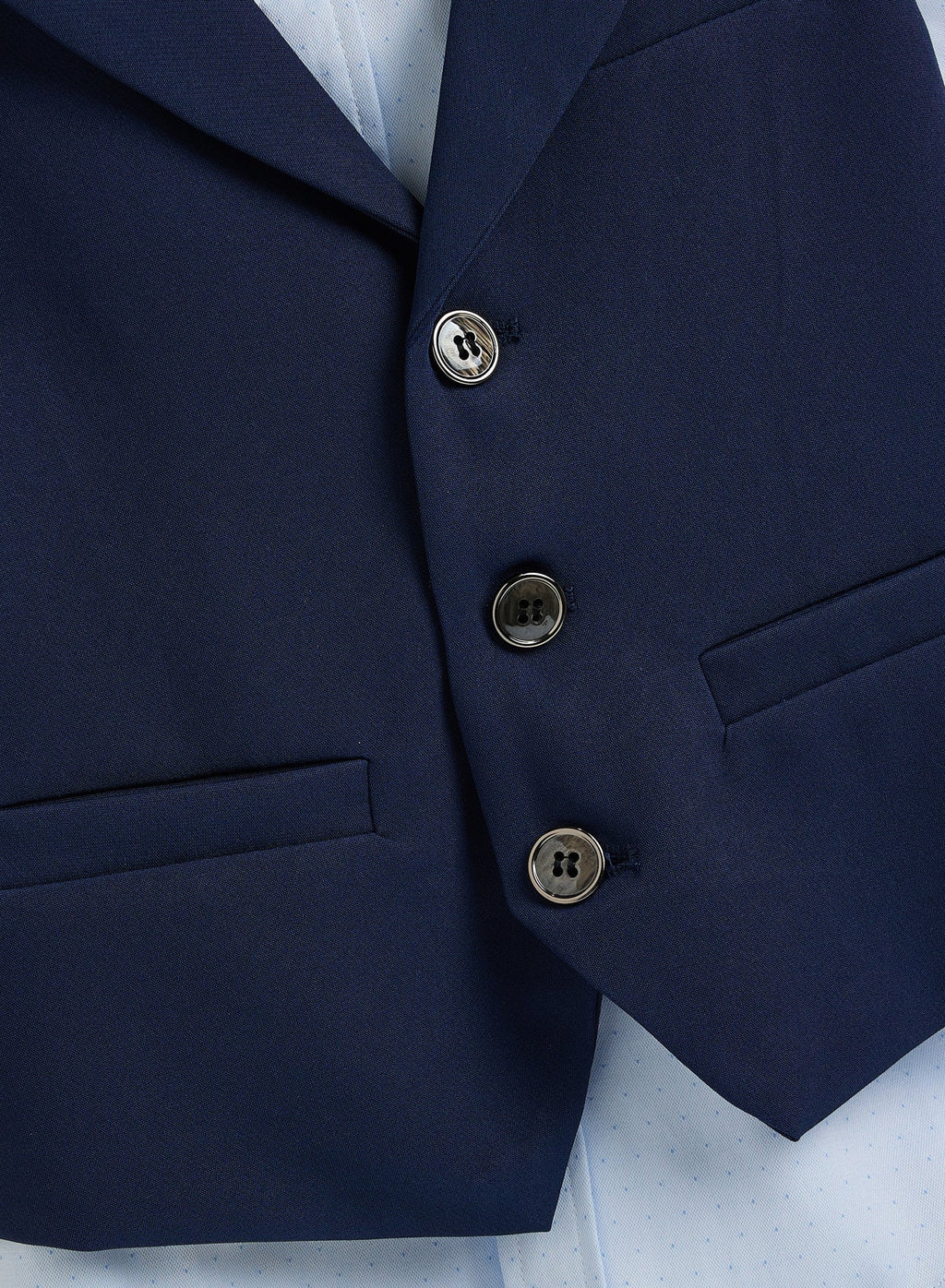 Blue Waistcoat And Short Set With Shirt And Bow Tie