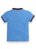 Victor & Jane Junior Boys' Polo T-Shirt “ Blue Colour With Embroidered Label Detail