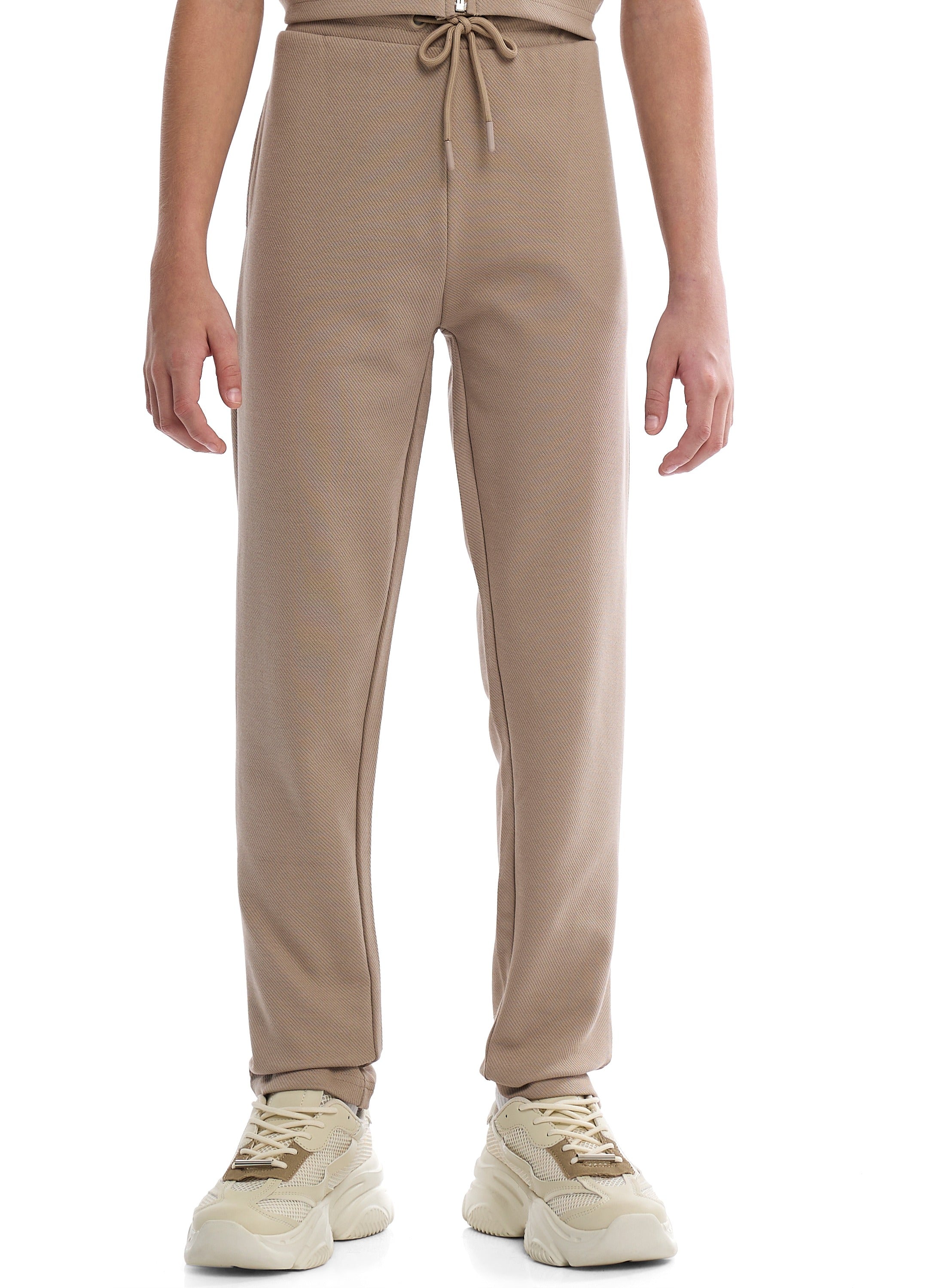 Boys Beige Twill Shirt-Style Co-Ord Set With Front Pockets &Amp; Zip Closure “ Smart Casual Outfit