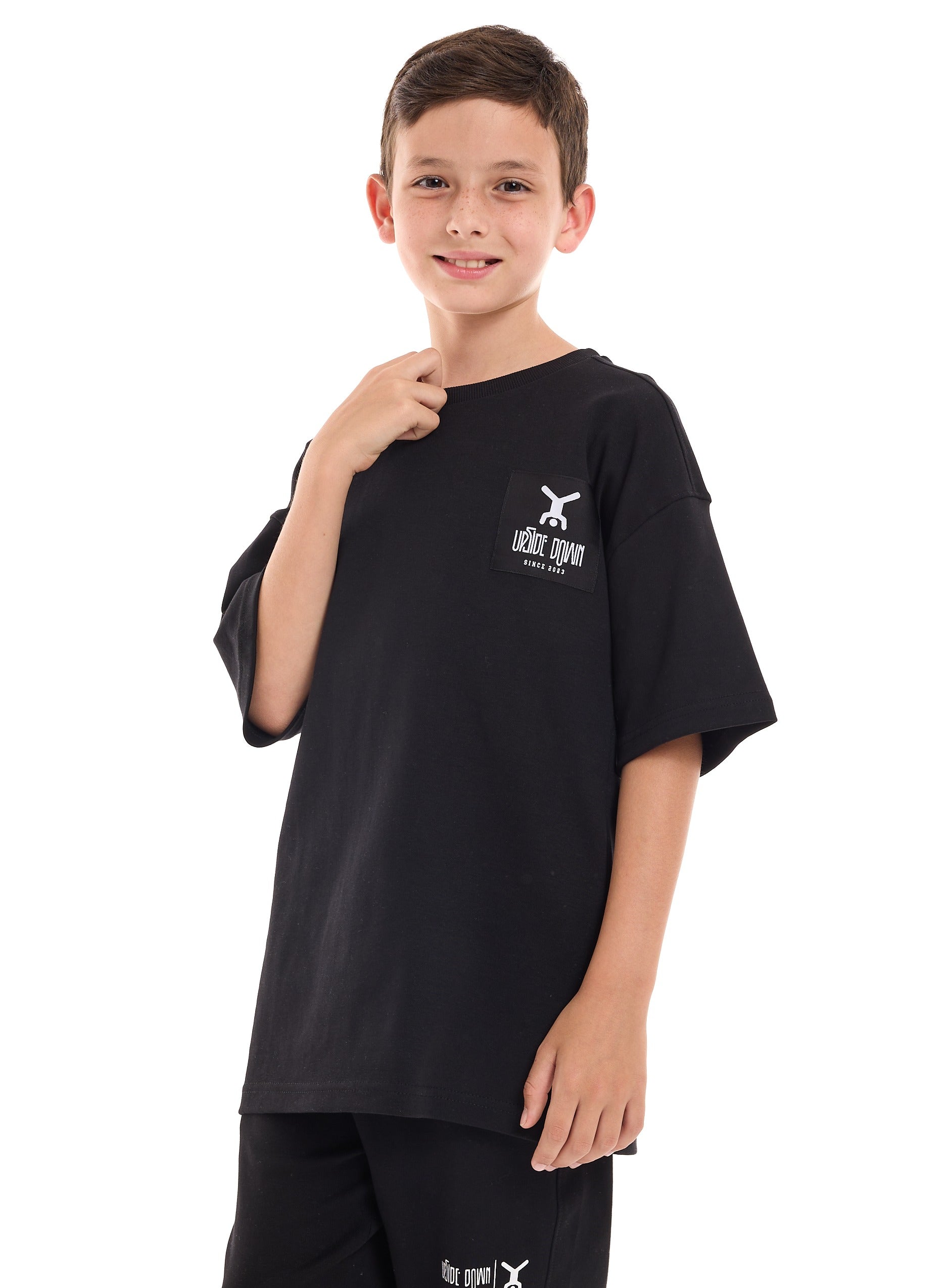 Victor and Jane Cotton Bear Embroidered & Patch Detailed Polo T-Shirt & Shorts Set - Grey & Navy Blue