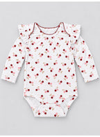 Baby Girls Cherry Print Bodysuit, Pants and Bib Set with Headband (4-Piece)