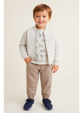 Dirkje Animals Printed Full Sleeves T-Shirt With Pant And Jacket Set - White/Beige