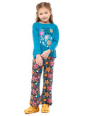 Embroidered Top With Printed Flared Leggings
