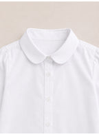 White Junior Girls Long Sleeve Collared Shirt