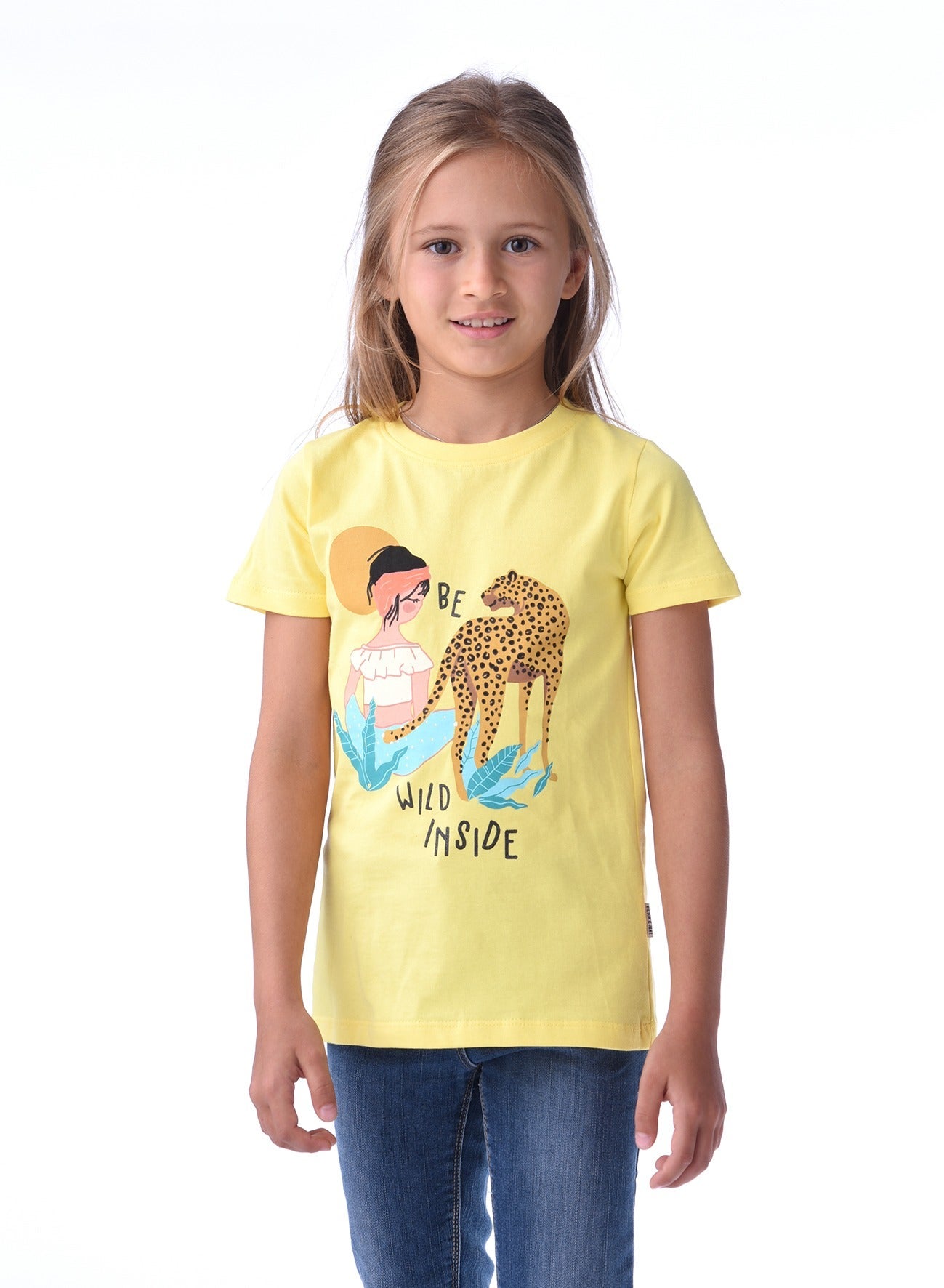 Victor And Jane Leopard Graphic Fashion T-Shirt - Yellow