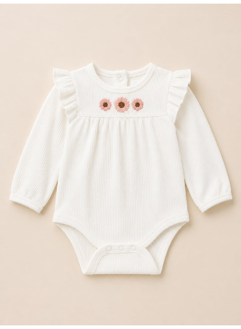 Baby Girls Long Sleeve Bodysuit and Ruffle Pants Set with Headband (3-Piece)