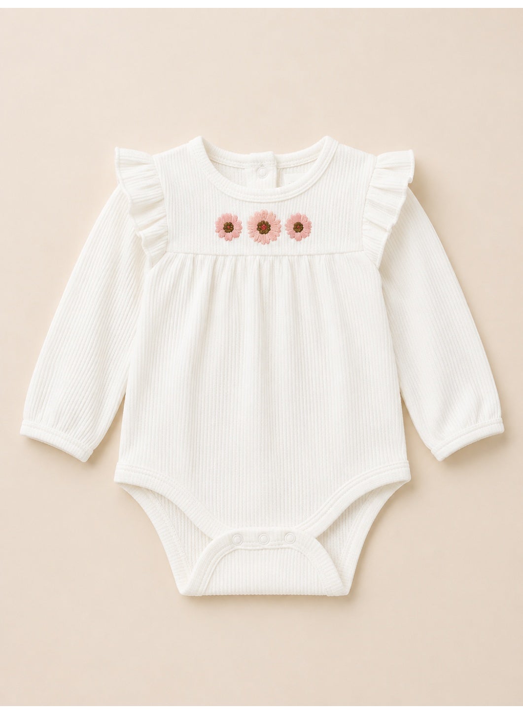 Baby Girls Long Sleeve Bodysuit and Ruffle Pants Set with Headband (3-Piece)