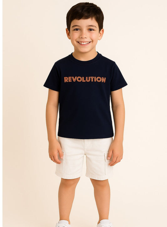 Junior Boys Navy "Revolution" T-Shirt (2Y–9Y)