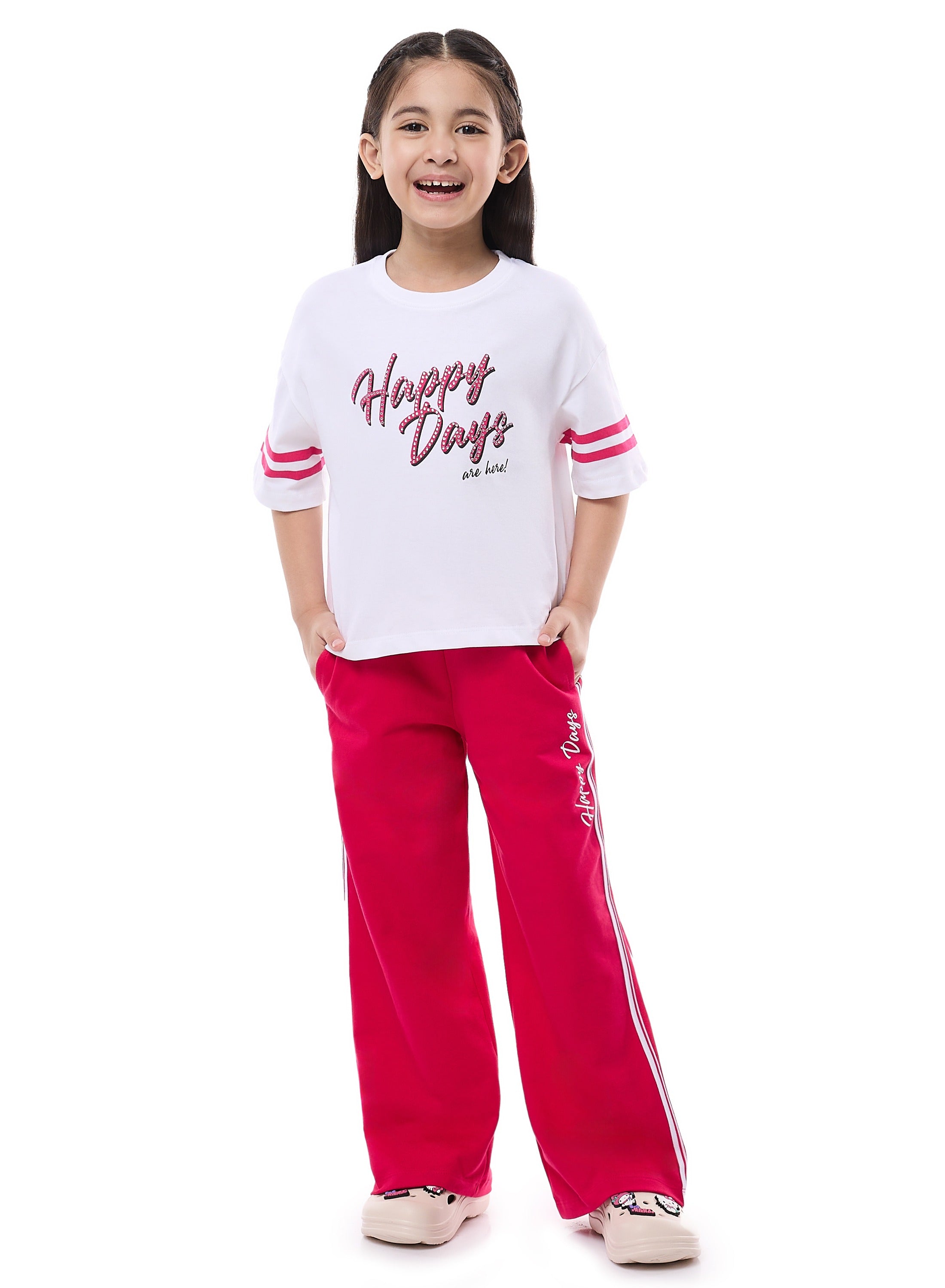 Girls 2Pc Set - Embellished Top With Matching Straight Pants