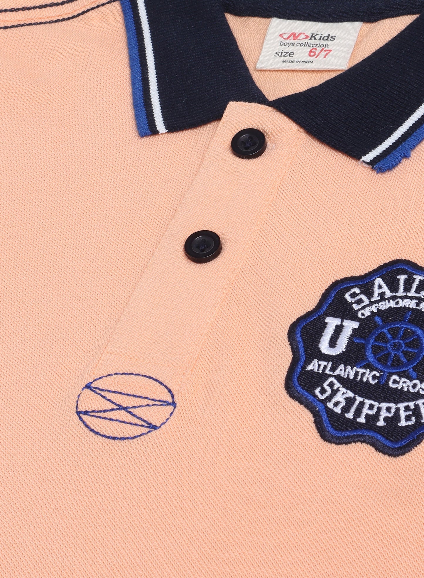 Victor & Jane Junior Boys' Polo T-Shirt – Orange colour with embroidered label detail