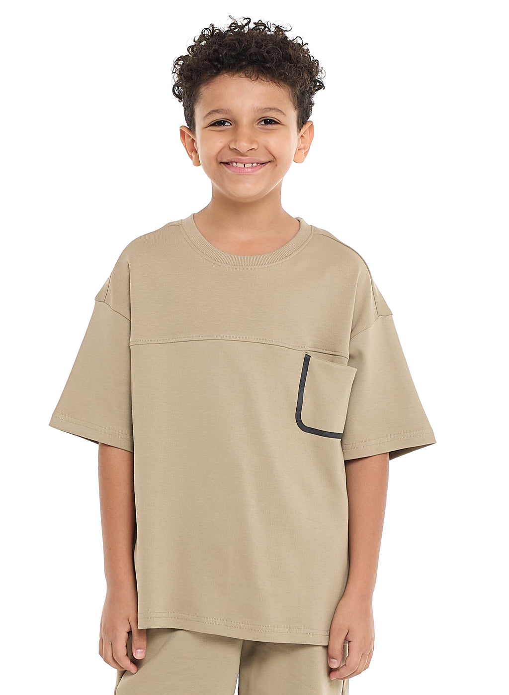 Oversized - Boys' Jacquard 2-Piece Set - T-Shirt And Matching Shorts With Pocket Detail