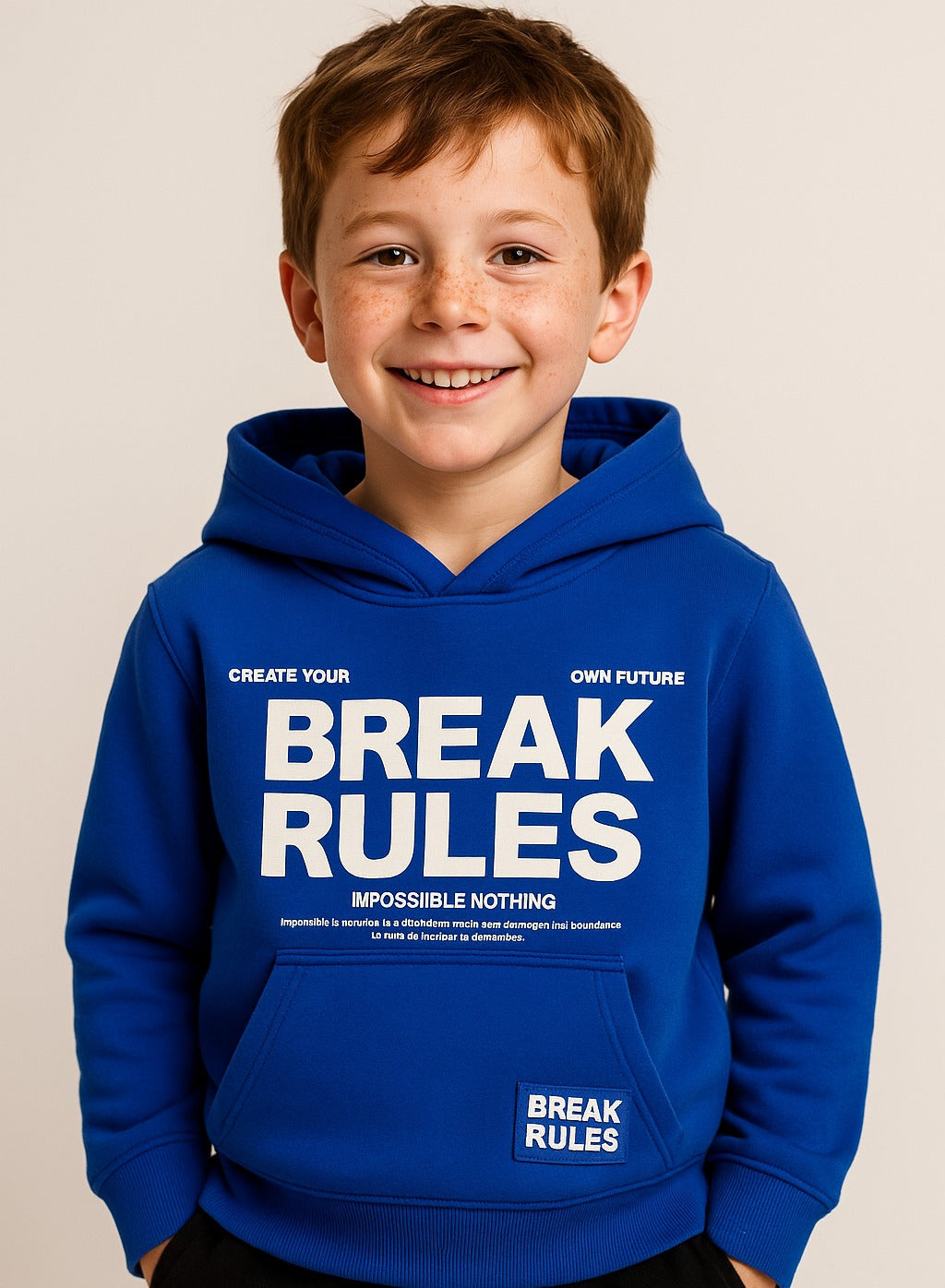 Boys' Blue "Break Rules" Hooded Sweatshirt