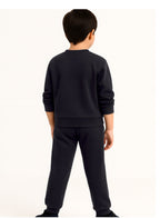 Victor And Jane Cotton World Adventure Graphic Full Sleeves Sweatshirt & Joggers Set - Charcoal Grey