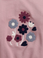 Dirkje Cotton Floral Embroidered Full Sleeves Fluttered Sweatshirt & Joggers Set - Grey/Pink