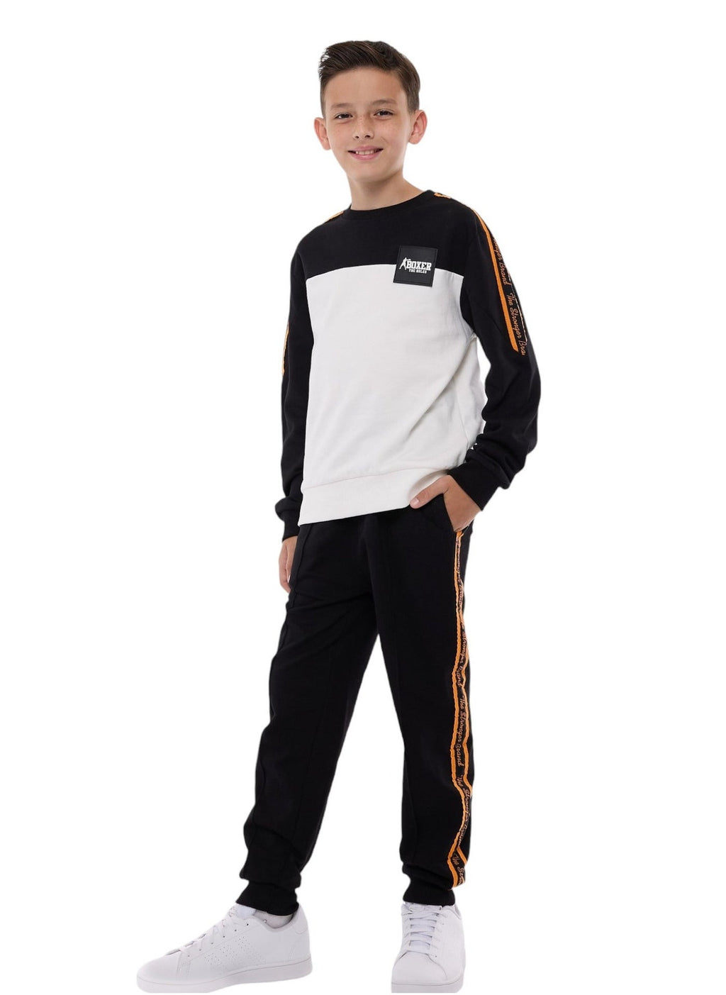 Boys' 2-Piece Set- Sweatshirt And Jogger Set Off-White/Black