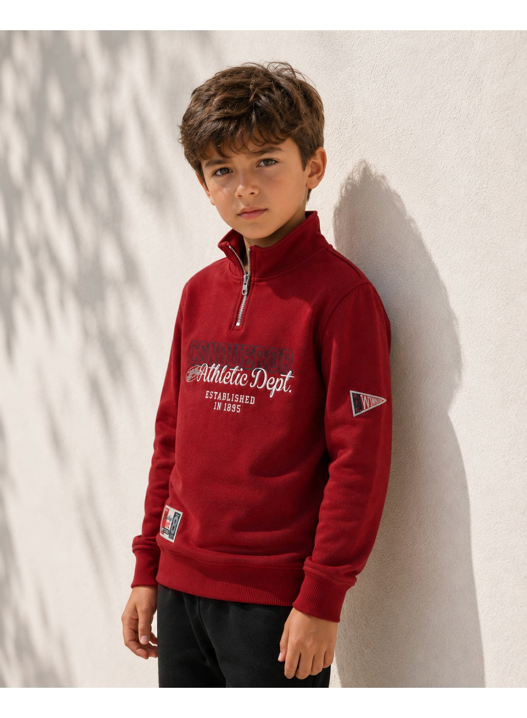 Boys’ Half Zip Text Detail Pullover