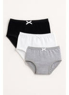 "3-Pack Girls' Briefs “ Neutral Cotton Basics In Black, White & Grey "