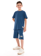 Victor and Jane Cotton Graphic Comfy Fit Half Sleeves T-Shirt & Shorts/Co-ord Set - Beige