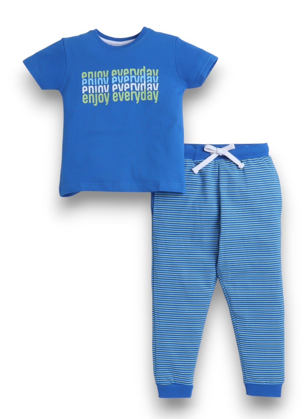 Victor And Jane - Printed T-Shirt And Stripes Pyjama Set