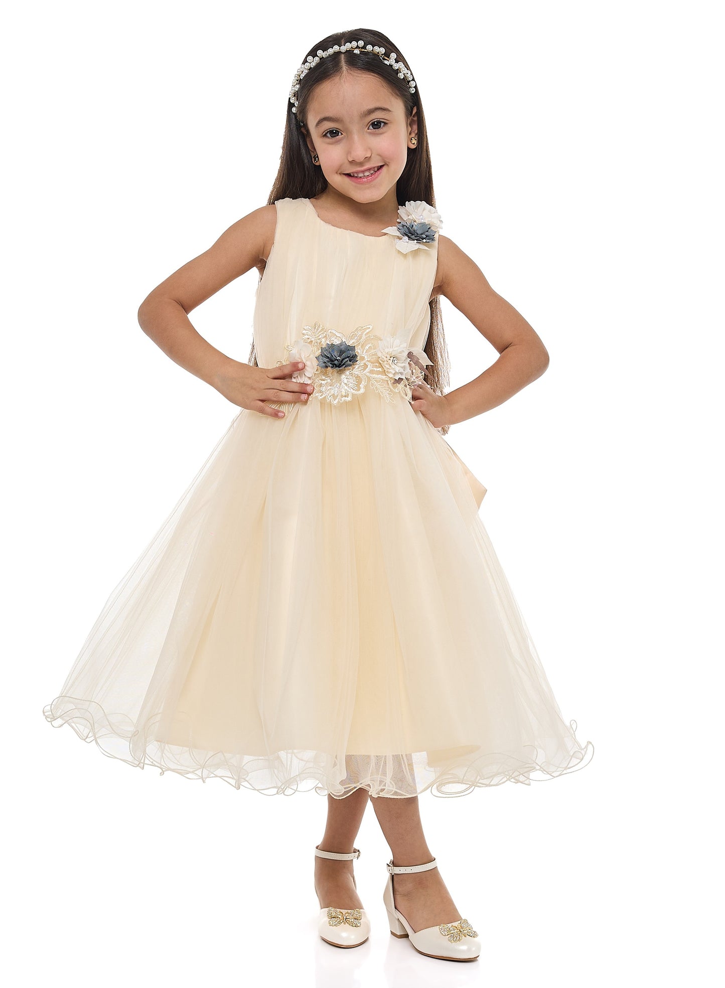 Girls Champagne Tulle Dress
