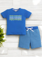 Victor And Jane - Printed T-Shirt And Stripes Shorts Pyjama Set