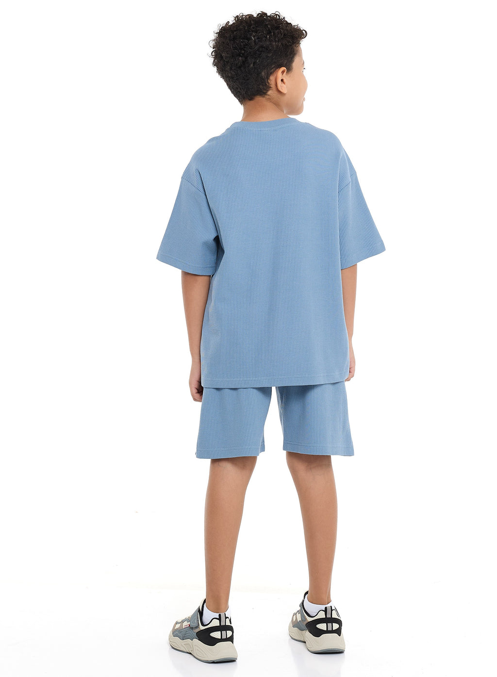 Victor And Jane Boys' Jacquard Set “ Powder Blue 2-Piece Outfit With Shirt & Shorts