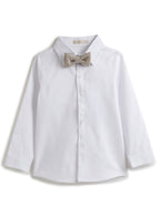 Ecru/Taupe Waistcoat And Pant Set With Shirt And Bow Tie