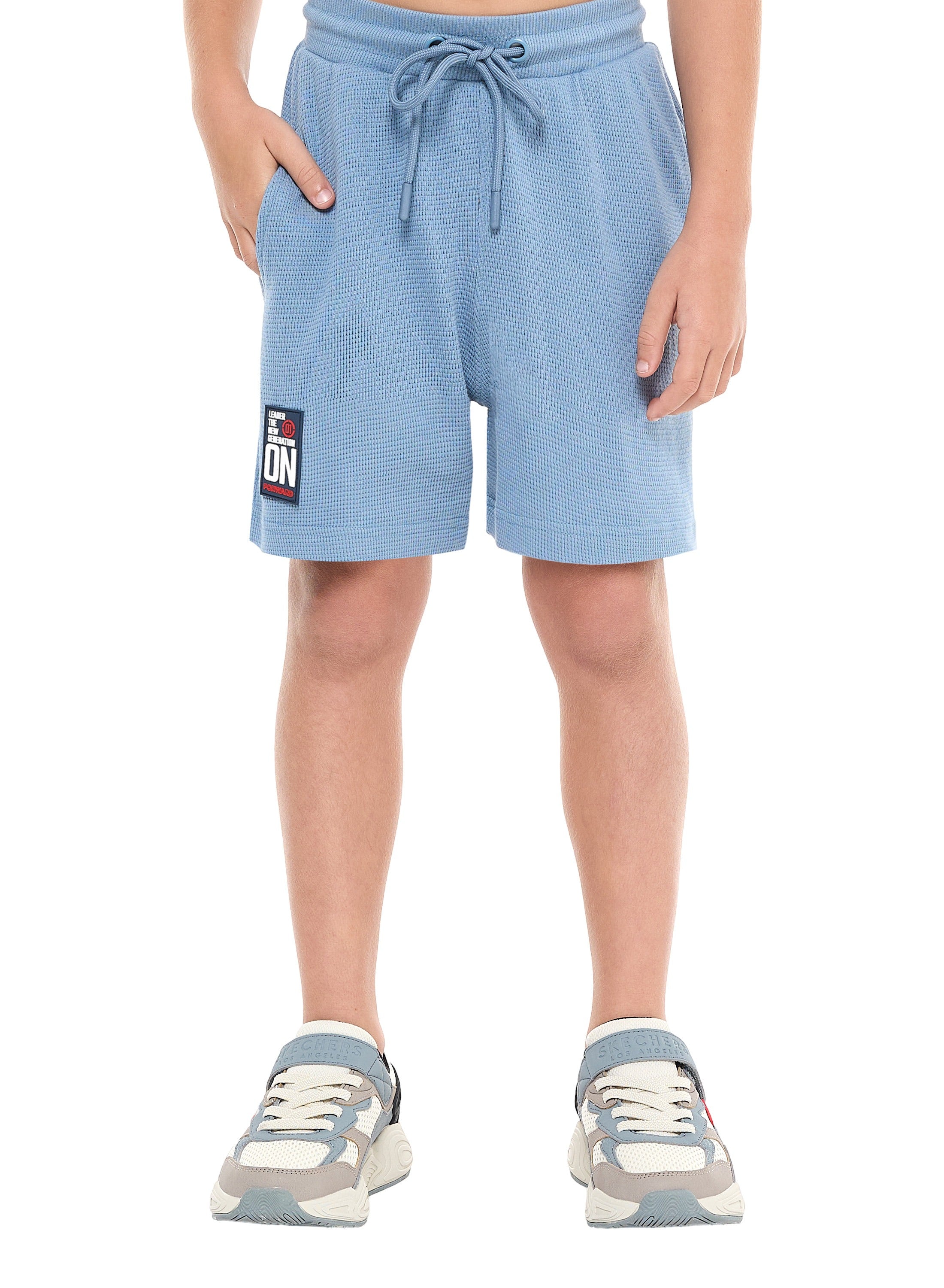Oversized - Boys' Jacquard 2-Piece Set - T-Shirt With Badge Detail And Matching Shorts With Pockets