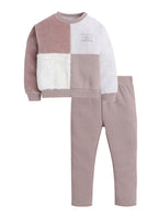 Dirkje Wild And Cute Printed Full Sleeves Sweatshirt And Ribbed Joggers Set - White/Pink