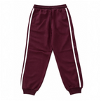victor and jane girls maroon fleece jogger pants with white side stripes and ribbed cuffs