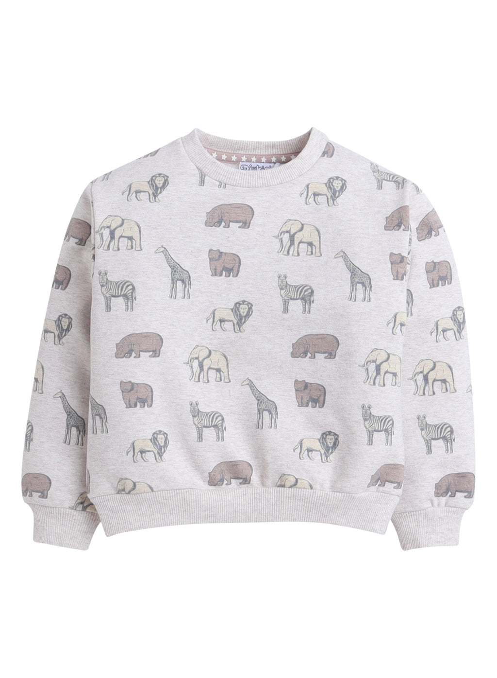 Dirkje Animals Printed Full Sleeves Sweatshirt With Joggers Set - Grey/White