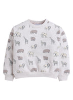 Dirkje Animals Printed Full Sleeves Sweatshirt With Joggers Set - Grey/White