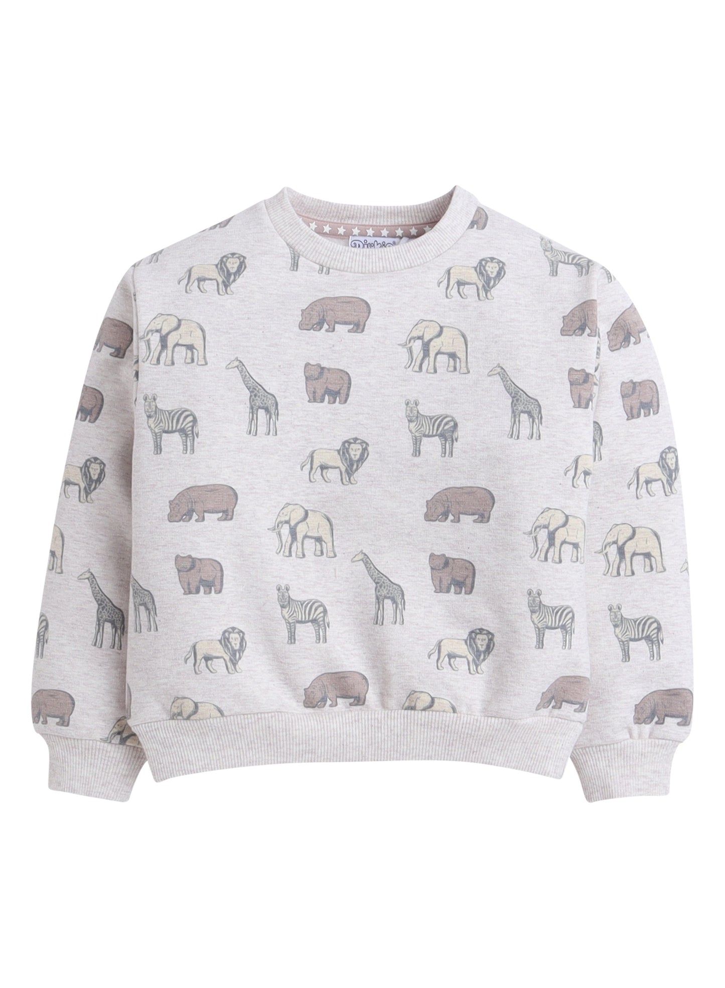 Boys Safari Print Fleece Tracksuit – Sand & Heather Grey 2-Piece Set