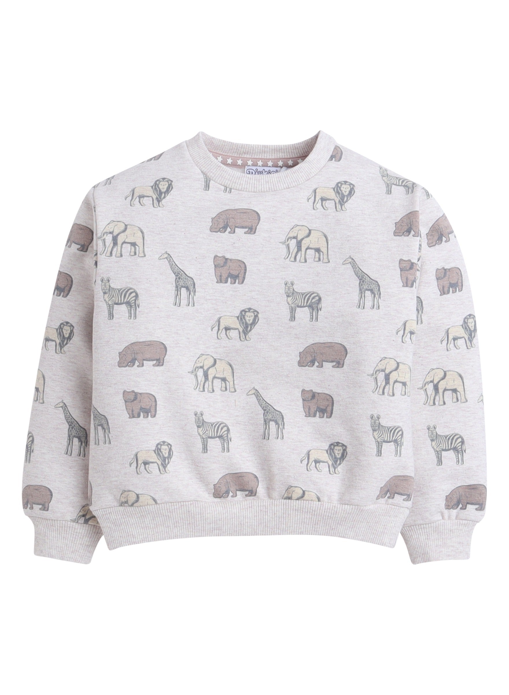 Dirkje Animals Printed Full Sleeves Sweatshirt With Joggers Set - Grey/White