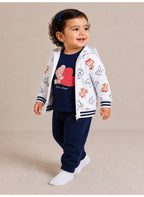 Girls 3-Piece Set – Printed Zip Hoodie, Top & Jogger Pants