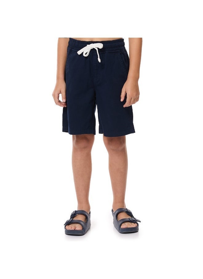 Victor And Jane Classic Navy Cotton T-Shirt & Pull-On Shorts Set With Elasticated Waist