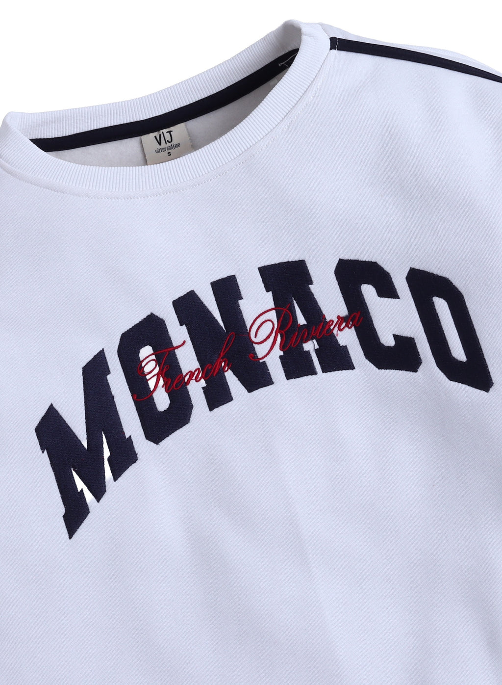 Œmonaco” Girls' Varsity Sweatshirt “ Off-White | 100% Cotton Fleece |