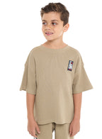 Oversized - Boys' Jacquard 2-Piece Set - T-Shirt With Badge Detail And Matching Shorts With Pockets,