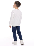 Boys' 2-Piece Sweatshirt And  Jogger Set Off White-Navy