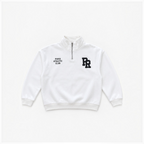 victor and jane boys white half zip fleece sweatshirt with Paris Athletic Club embroidery and black logo