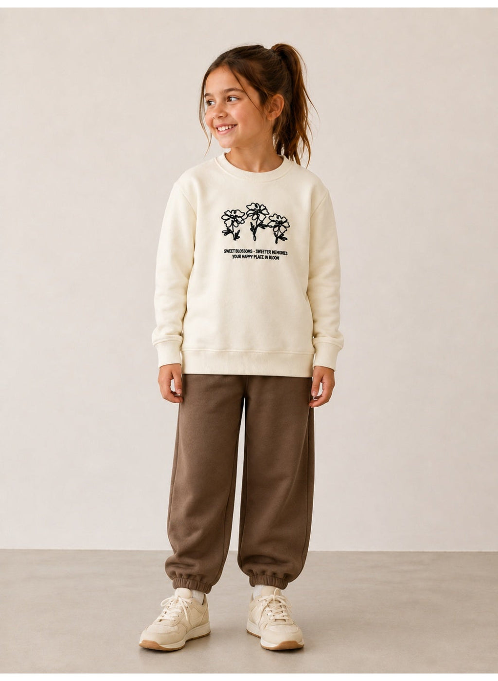 Girls Floral Embroidery Pullover