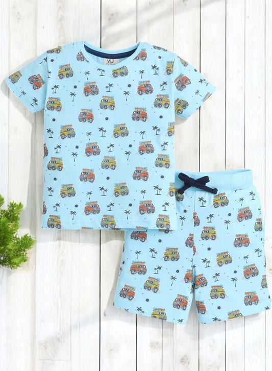 Victor and Jane - All-Over Printed T-shirt and Shorts Pyjama Set