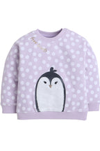Baby Girl Penguin Appliquã© Lilac Polka-Dot 2-Piece Set